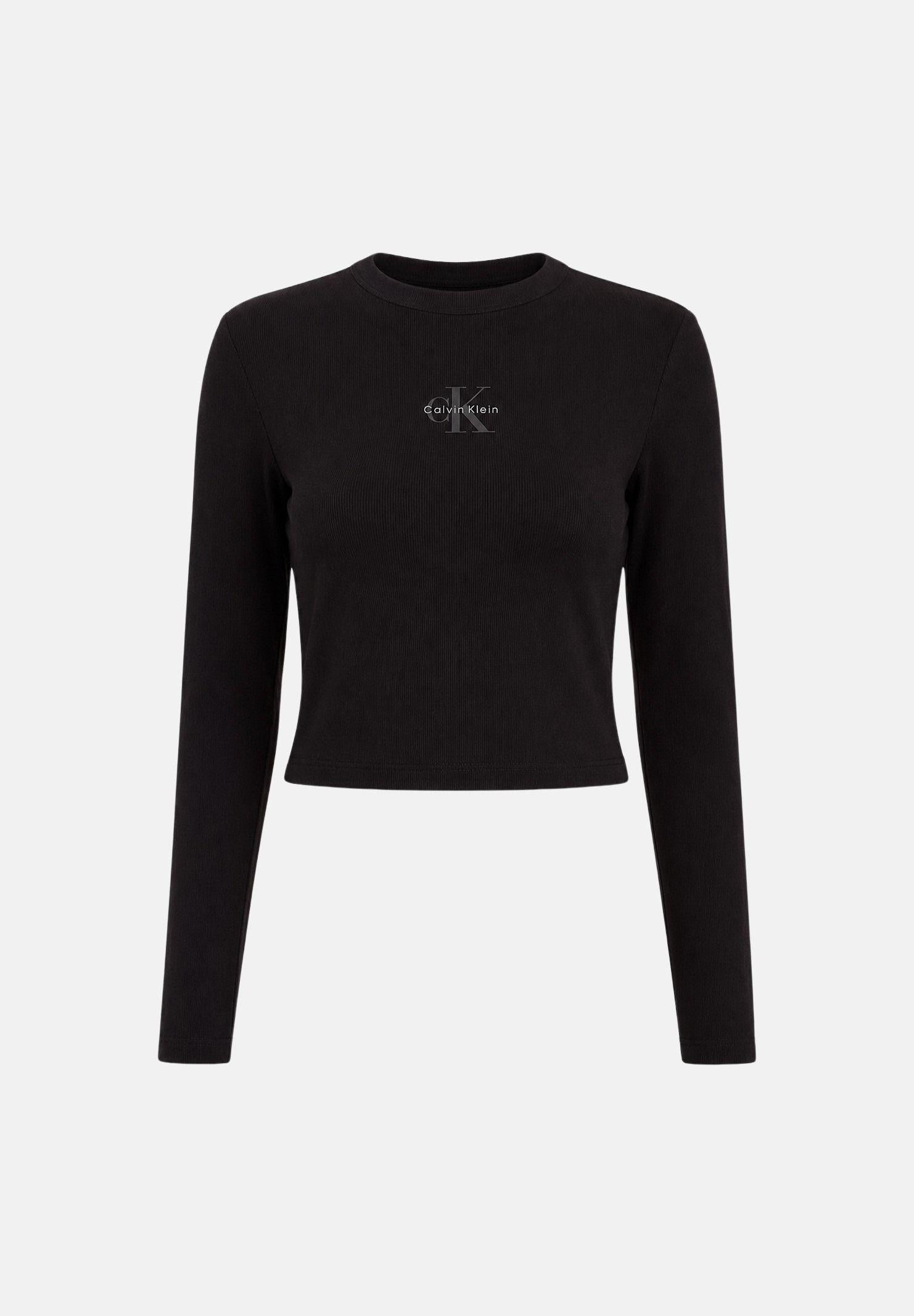 CALVIN KLEIN maglia a maniche lunghe A-LS Monogram Baby Tee, colore brand Black corrispondente al nero, da donna. LV047A803G UB1 CALVIN KLEIN 