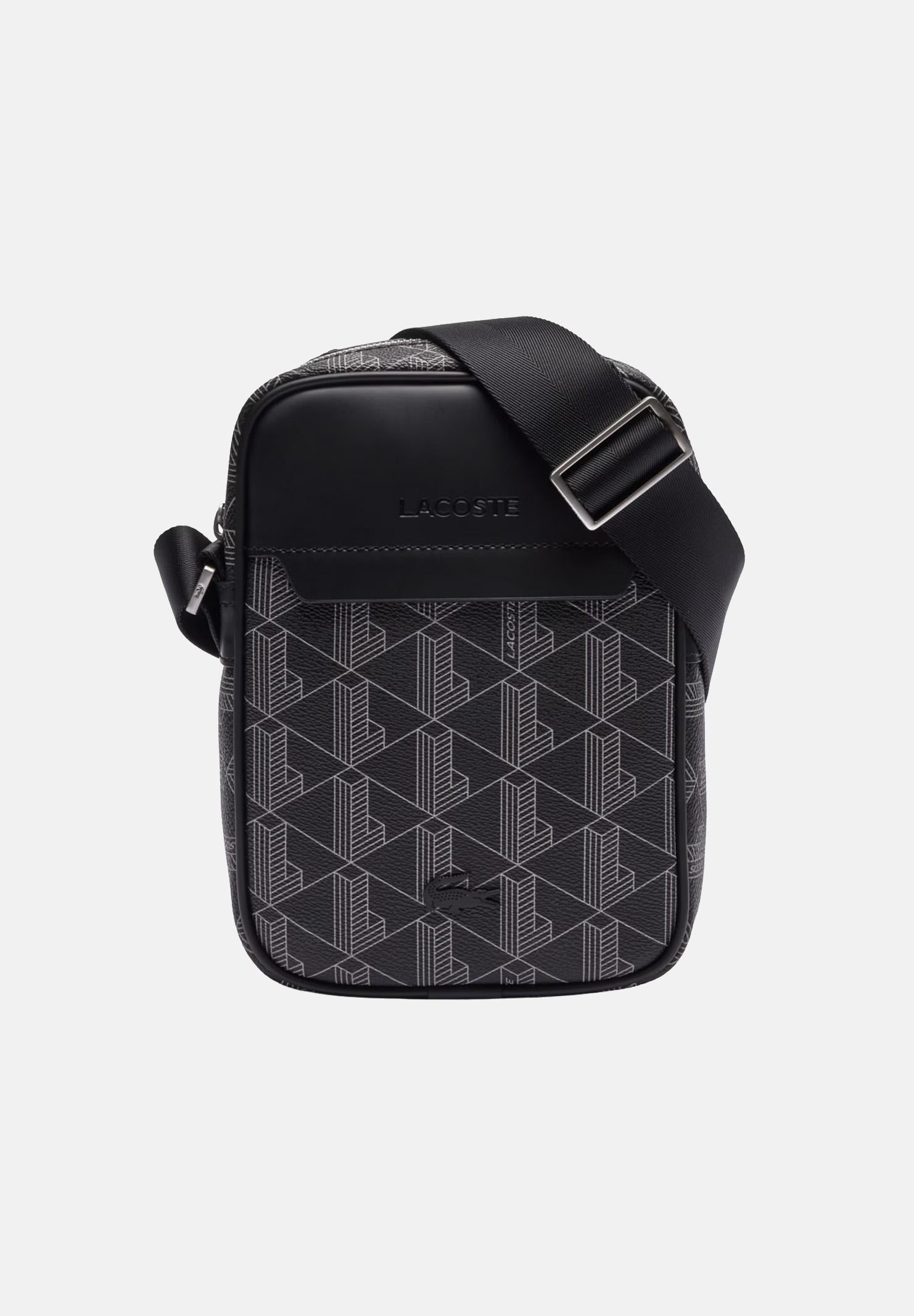 LACOSTE Borsello nero da uomo con stampa monogramma The Blend NH4410 H45 LACOSTE 