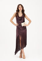 PINKO Abito midi bordeaux da donna in satin con frange 106430A33D R57 PINKO 