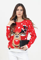 Maglioncino girocollo rosso da donna con renna 15238375 True Red JDY 