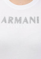 ARMANI EXCHANGE T-shirt a manica corta bianca da donna con logo in strass XW002106AF10356 U0002 ARMANI EXCHANGE 