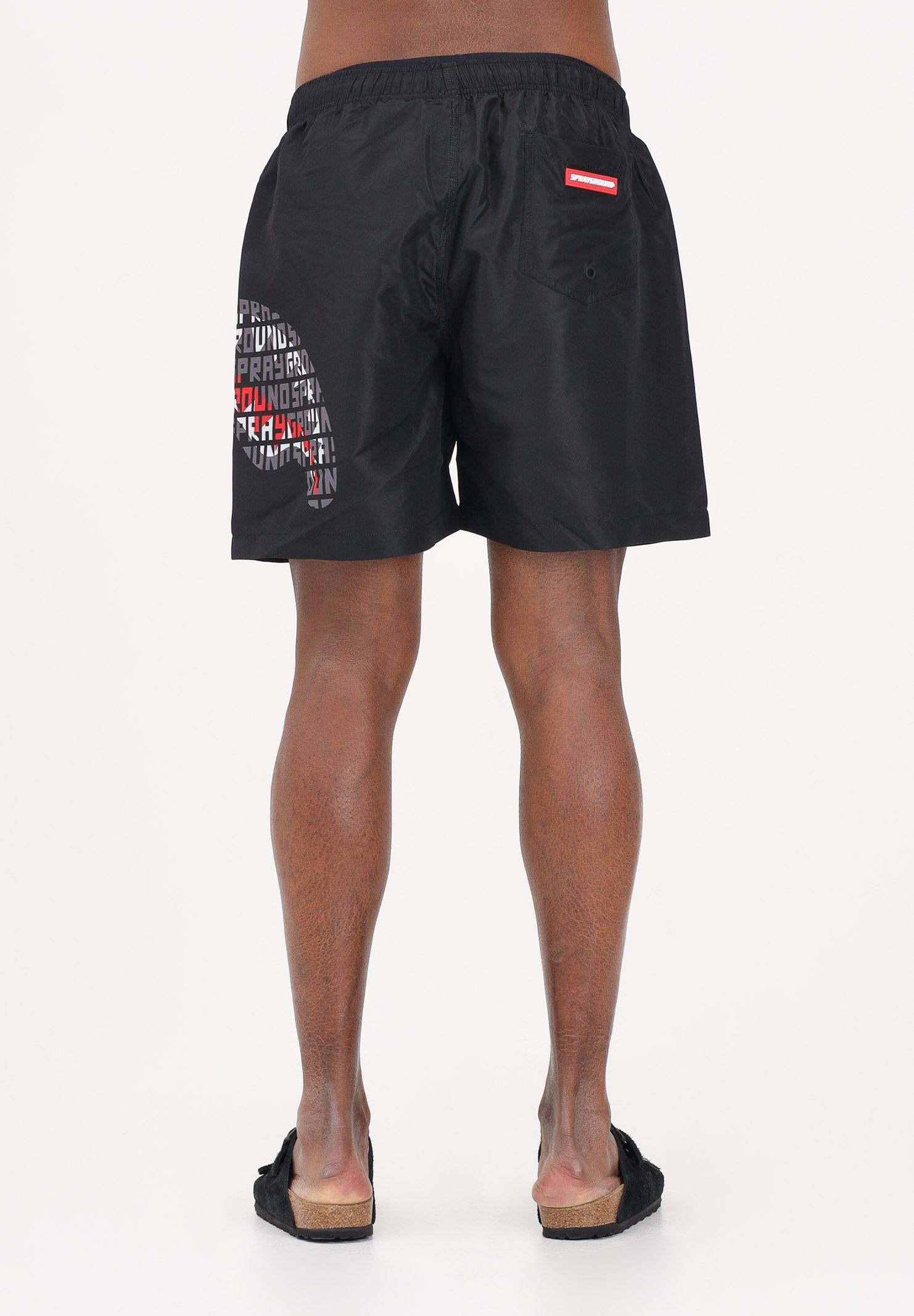 SPRAYGROUND Shorts mare nero da uomo con stampa shark laterale SP917BLK . SPRAYGROUND 
