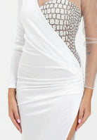 ELISABETTA FRANCHI Abito lungo bianco da donna con corpetto arricchito da strass ABR2257E2 360 ELISABETTA FRANCHI 