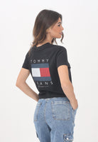 TOMMY JEANS T-shirt a manica corta nera da donna con maxi logo DW0DW21423BDS  TOMMY JEANS 