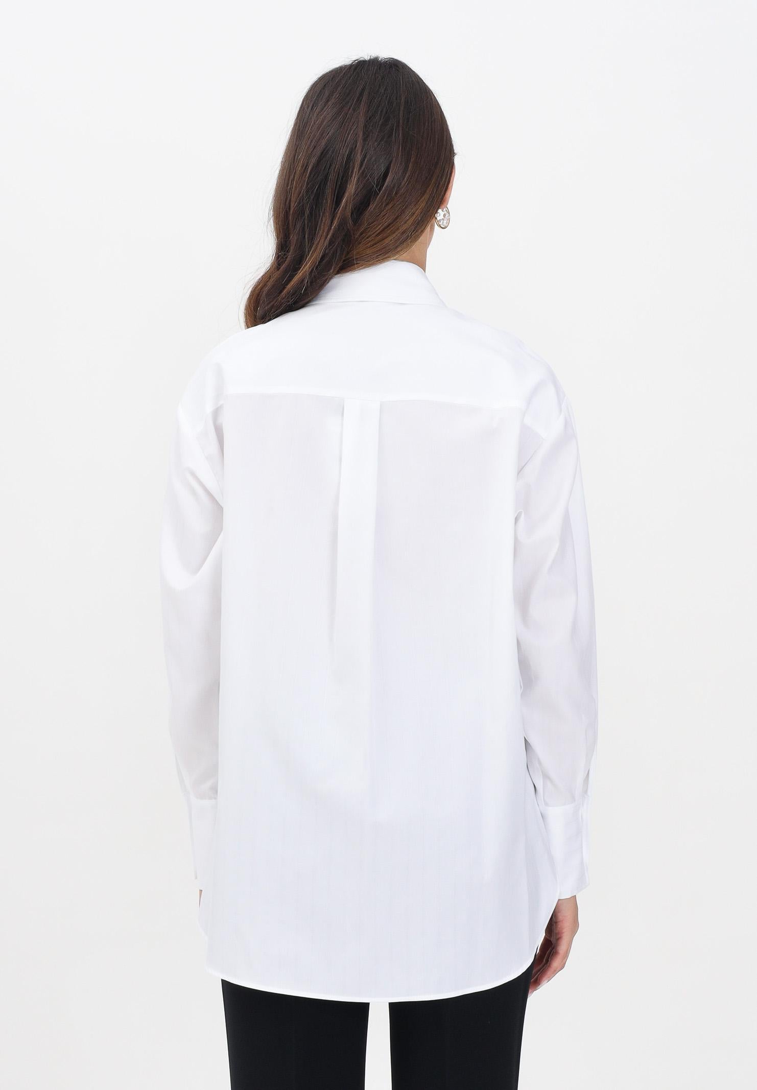 ELISABETTA FRANCHI Camicia a manica lunga bianca da donna in popeline di cotone a righe CA12156E2 100 ELISABETTA FRANCHI 