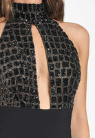 ELISABETTA FRANCHI Tuta nera da donna con ricamo strass TU06257E2 110 ELISABETTA FRANCHI 