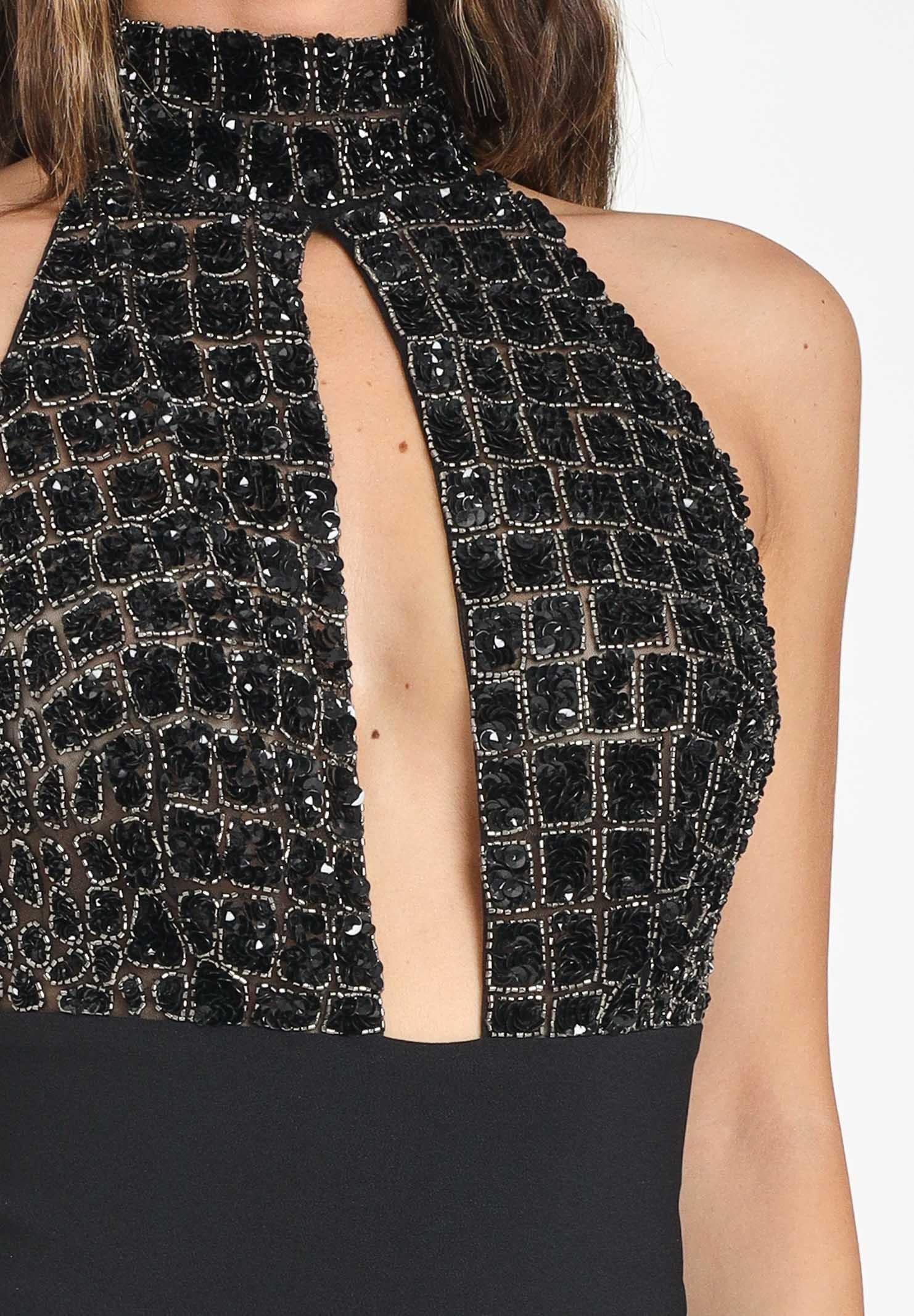 ELISABETTA FRANCHI Tuta nera da donna con ricamo strass TU06257E2 110 ELISABETTA FRANCHI 