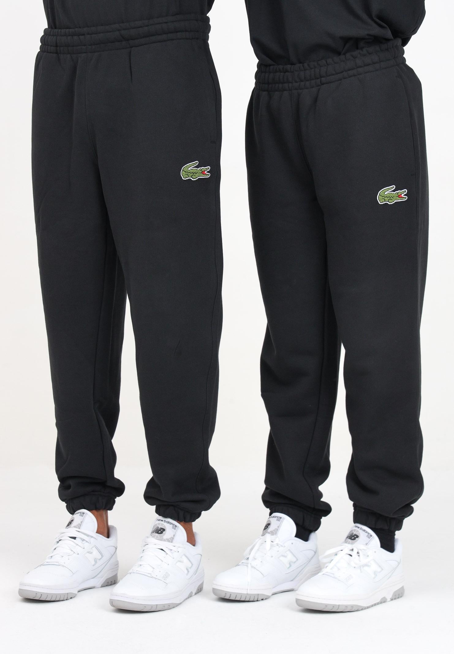 Pantalone sportivo nero per uomo e donna con patch logo XH2750 031 LACOSTE 