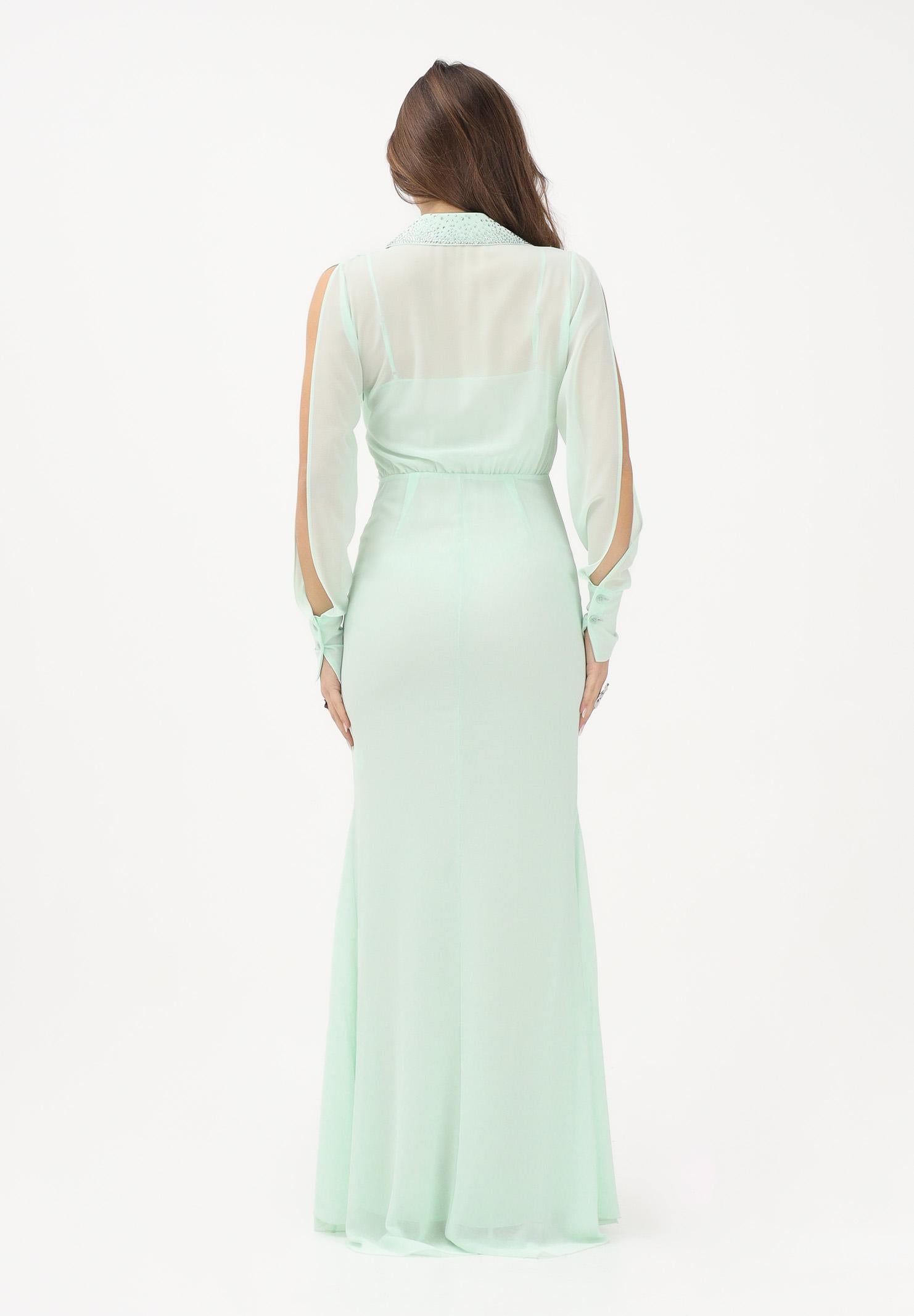 PATRIZIA PEPE Abito lungo verde menta da donna con scollo a V e maniche con cut-out 2A3059AD08 G632 PATRIZIA PEPE 