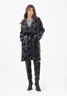 PINKO Cappotto grigio e nero da donna con fantasia logo jacquard 105415A2WY IZ9 PINKO 