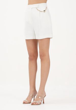 ELISABETTA FRANCHI Shorts avorio da donna con logo gioiello SH00561E2 360 ELISABETTA FRANCHI 