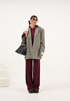 HINNOMINATE Giacca beige da donna con motivo principe di galles HMABW02260 BE11 HINNOMINATE 