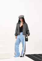 ONLY Cappottino bianco e nero da donna con fantasia spigata 15349212 Black ONLY 