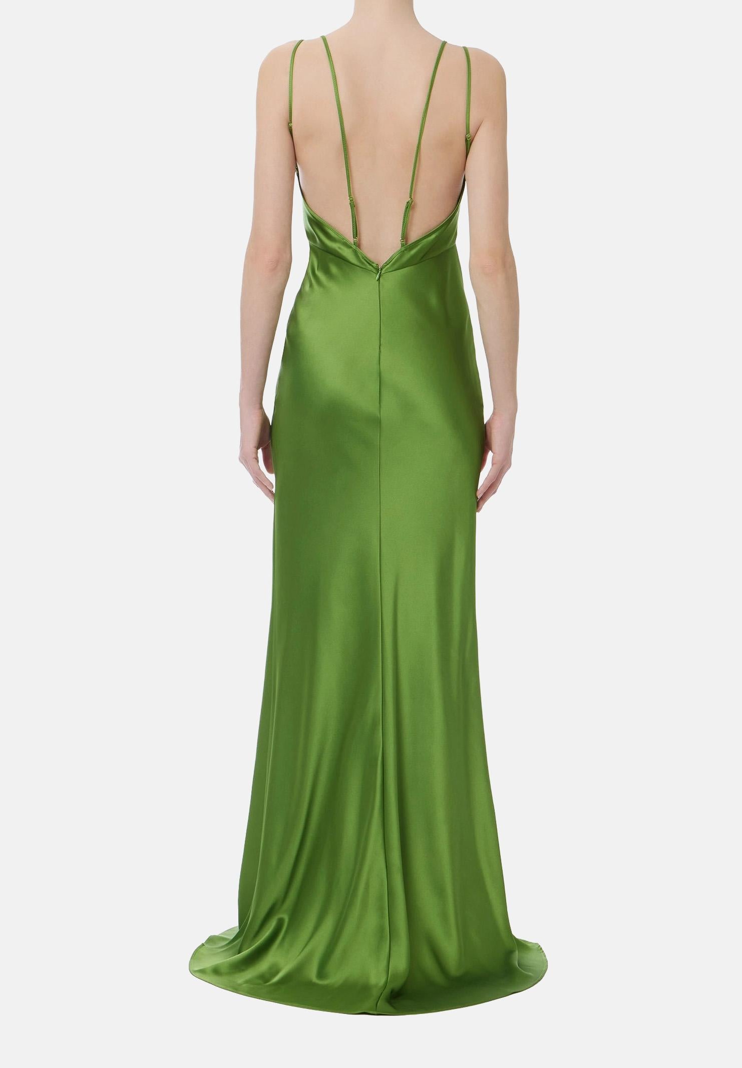 ELISABETTA FRANCHI Abito lungo Red Carpet in raso verde donna ABR3362E2 EV3 ELISABETTA FRANCHI 