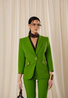 ELISABETTA FRANCHI Giacca monopetto verde da donna con dettagli logo GI21561E2 EV3 ELISABETTA FRANCHI 