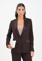 VICOLO Giacca marrone da donna con inserti in raso TF0304 FU69 VICOLO 