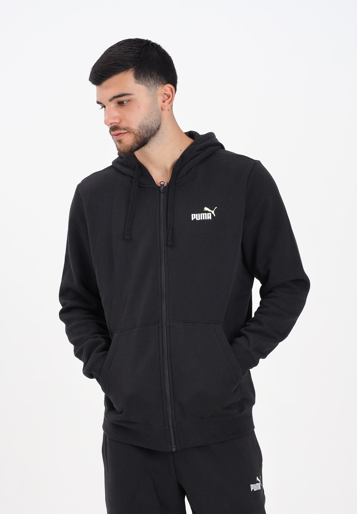 PUMA Felpa con zip Essentials nera da uomo 691657 01 PUMA 