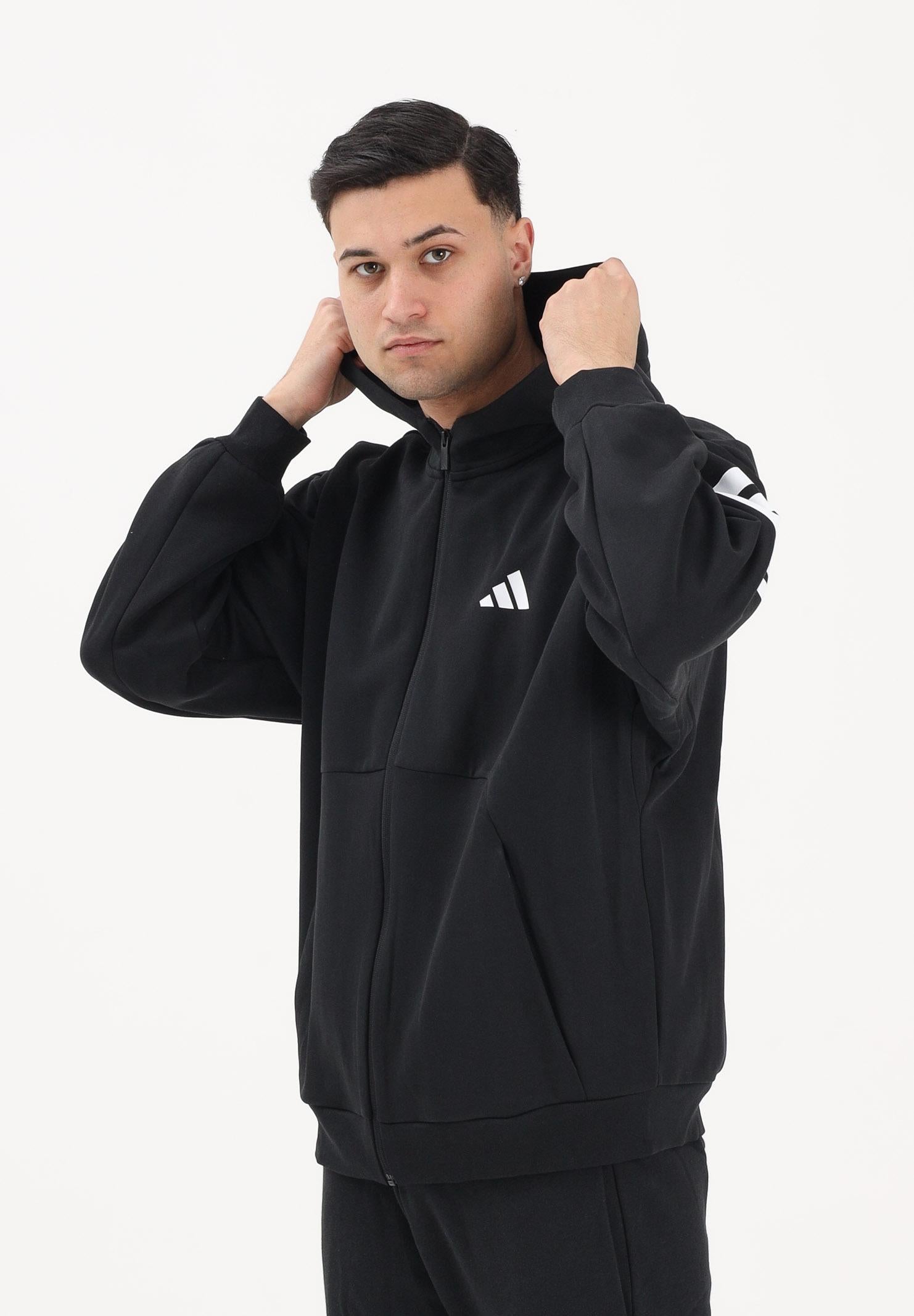 ADIDAS PERFORMANCE Felpa con zip Future Icons 3-Stripes nera da uomo JD4827 . ADIDAS PERFORMANCE 