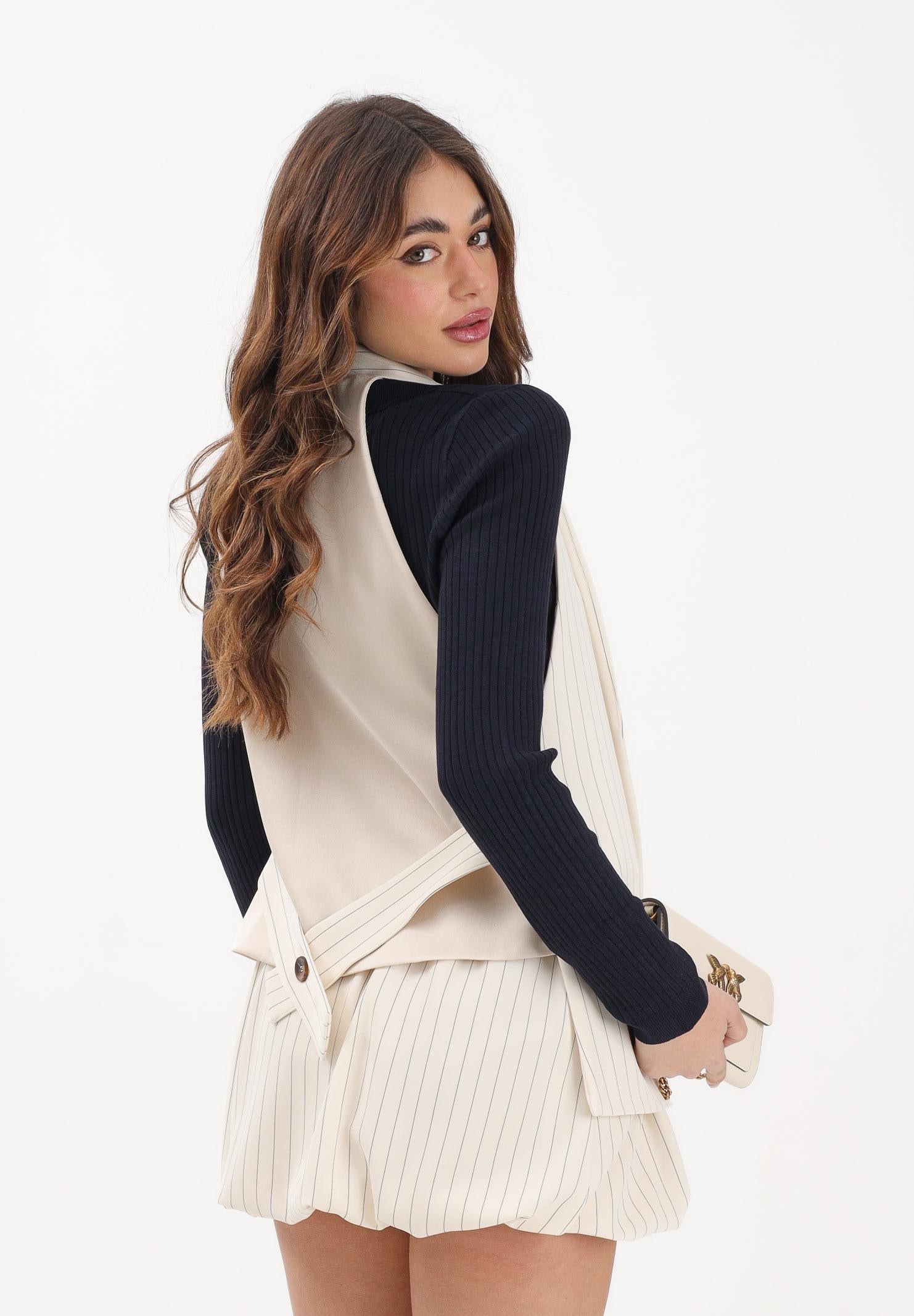 VICOLO Gilet panna da donna con motivo gessato TAB0101 ABFBU VICOLO 