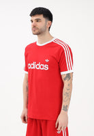 ADIDAS ORIGINALS T-shirt a manica corta 3-Stripes Slim Ringer rossa da uomo KF0416 . ADIDAS ORIGINALS 