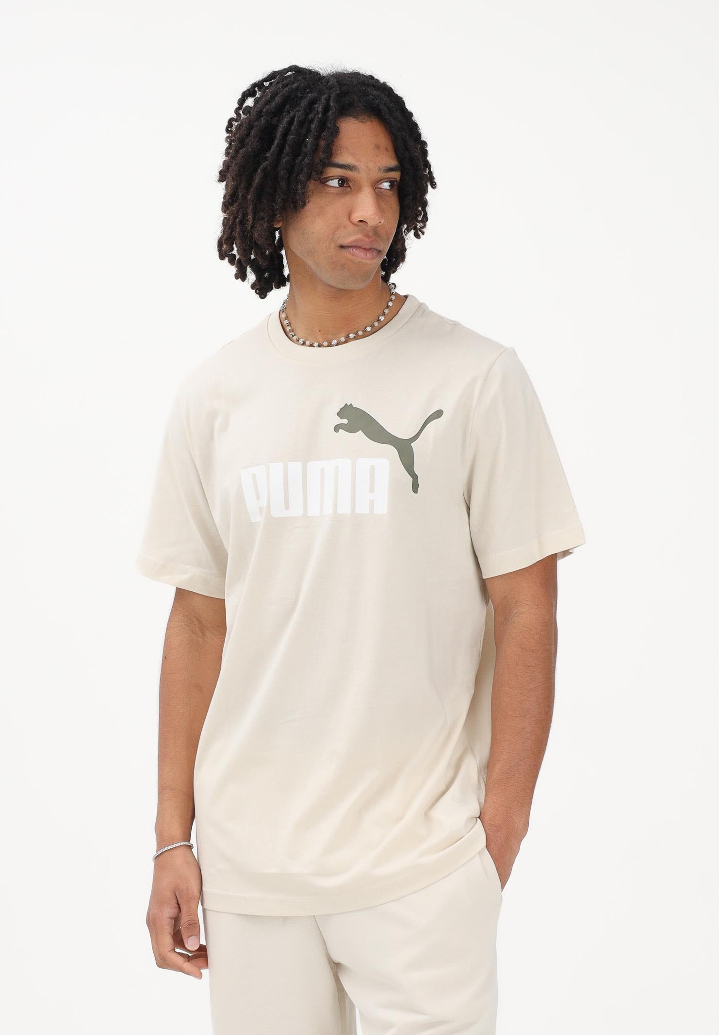 PUMA T-shirt a manica corta Essentials 2 Colour N.1 Logo panna da uomo 684708 86 PUMA 