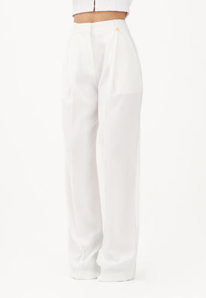 ELISABETTA FRANCHI Pantalone elegante avorio da donna con logo charm PA16761E2 360 ELISABETTA FRANCHI 