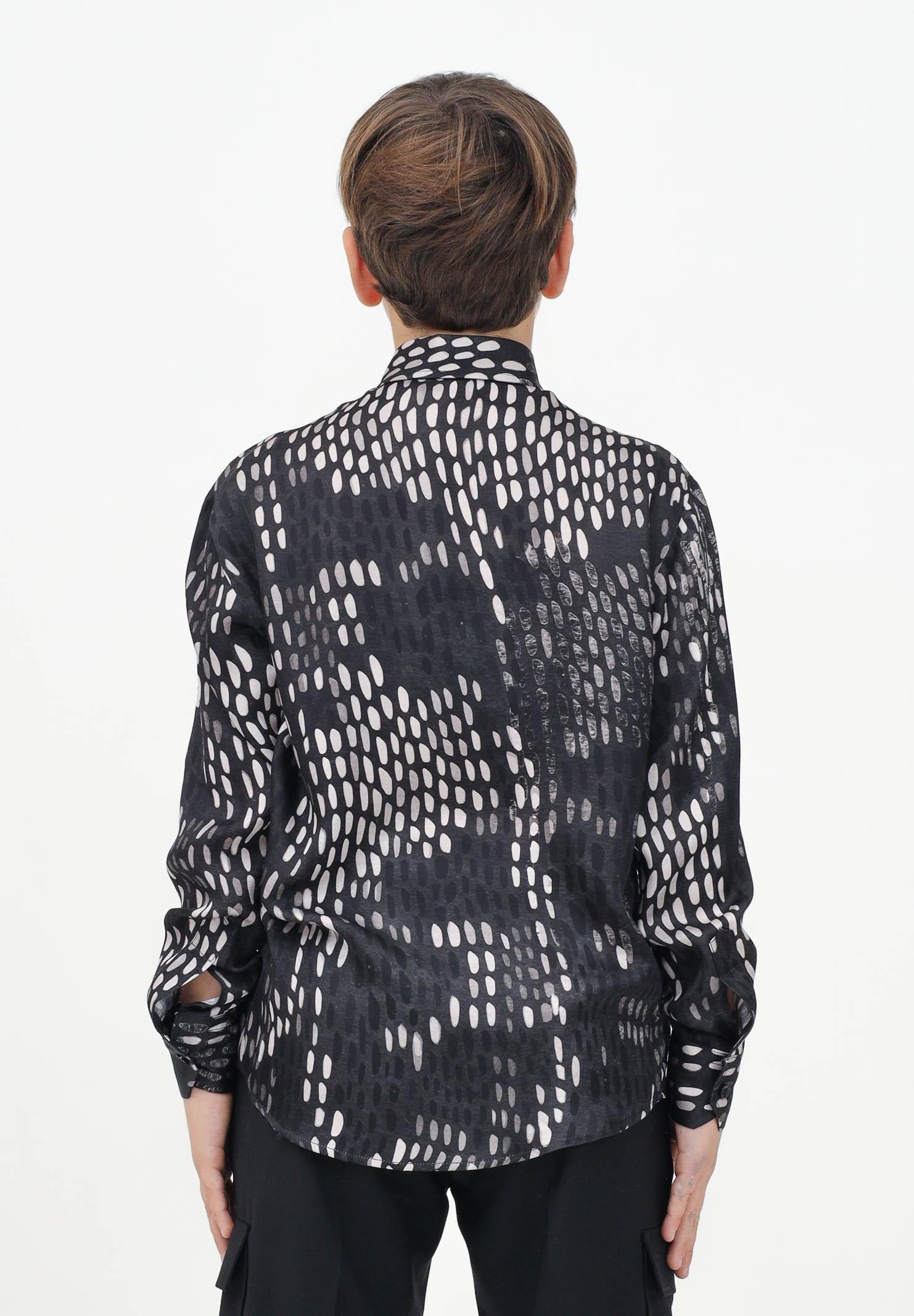 Camicia a manica lunga nera da bambino con fantasia a pois CA3106J FANTASIA I'M BRIAN 
