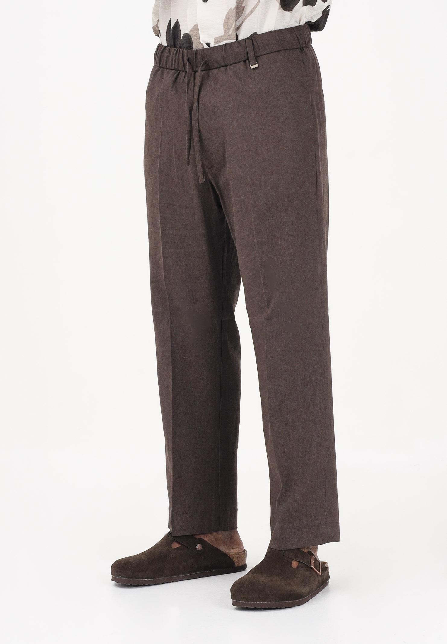 I'M BRIAN Pantalone in lino marrone da uomo PA3702 020 I'M BRIAN 