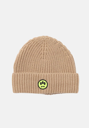 BARROW Berretto di lana beige per uomo e donna con patch logo F5BWUAHT094 307 BARROW 