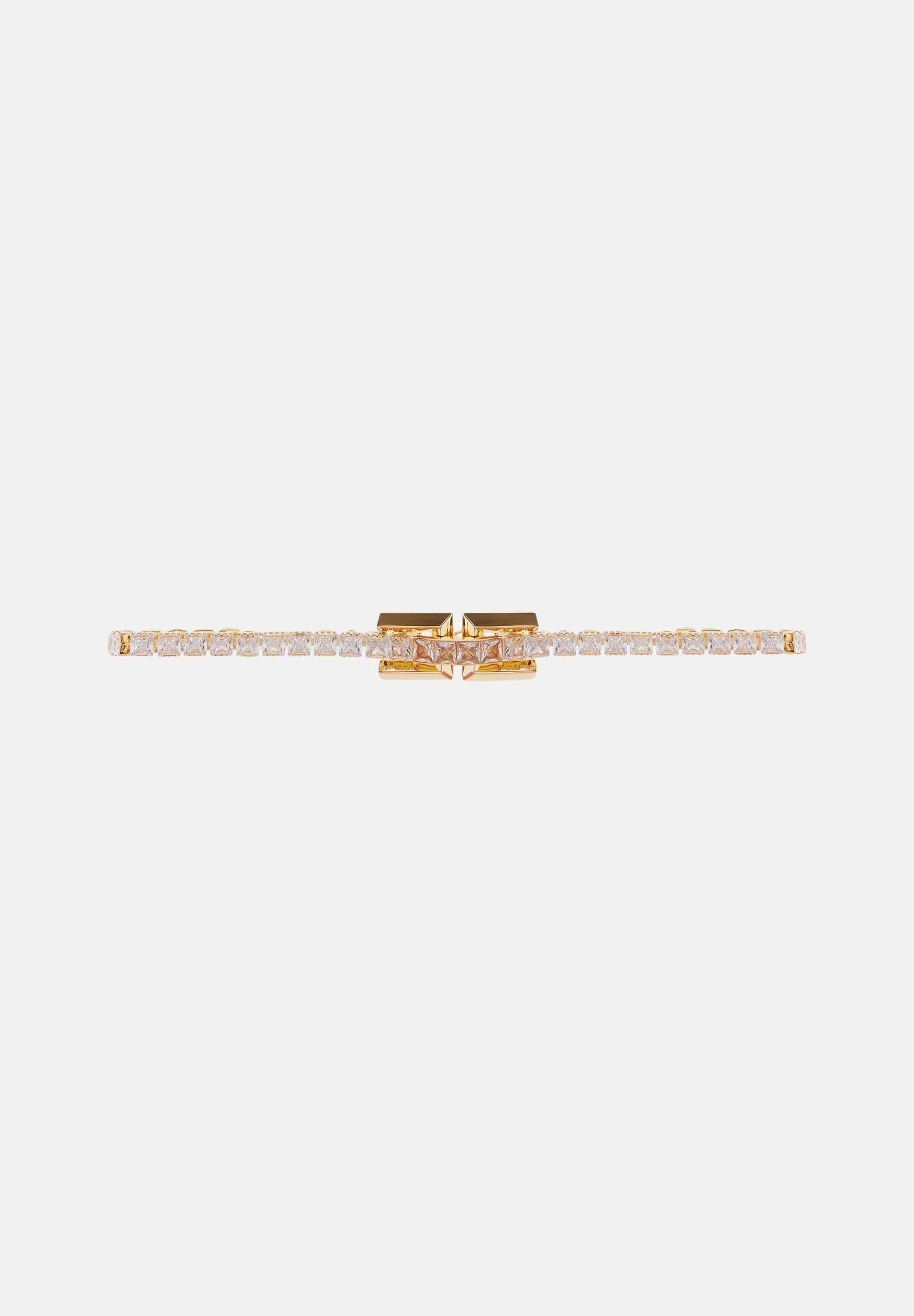 ELISABETTA FRANCHI Collana oro da donna in strass con logo<BR/> CO64D62E2 U95 ELISABETTA FRANCHI 
