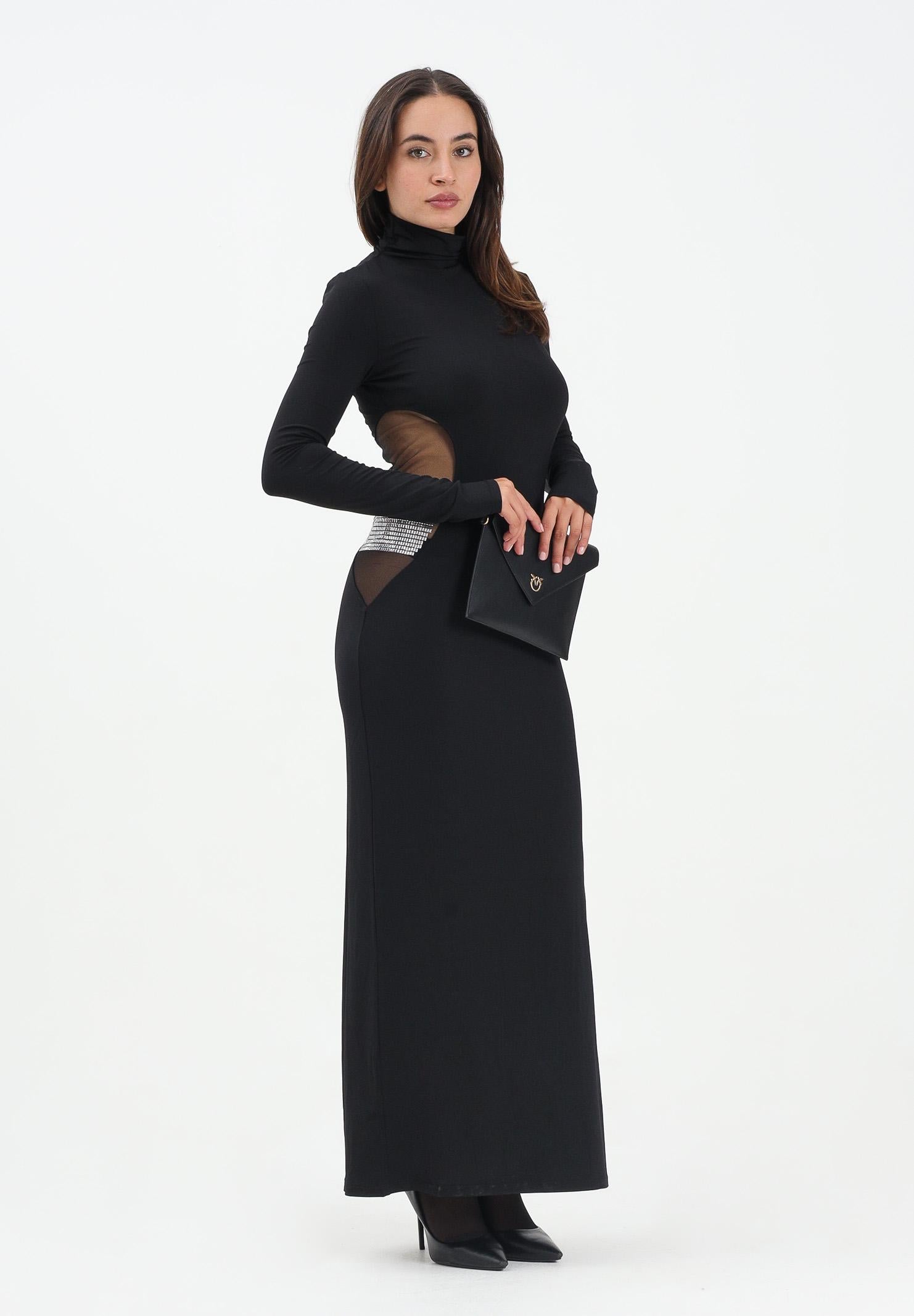 PATRIZIA PEPE Abito lungo nero da donna con strass 2A2968J338 J4R0 PATRIZIA PEPE 