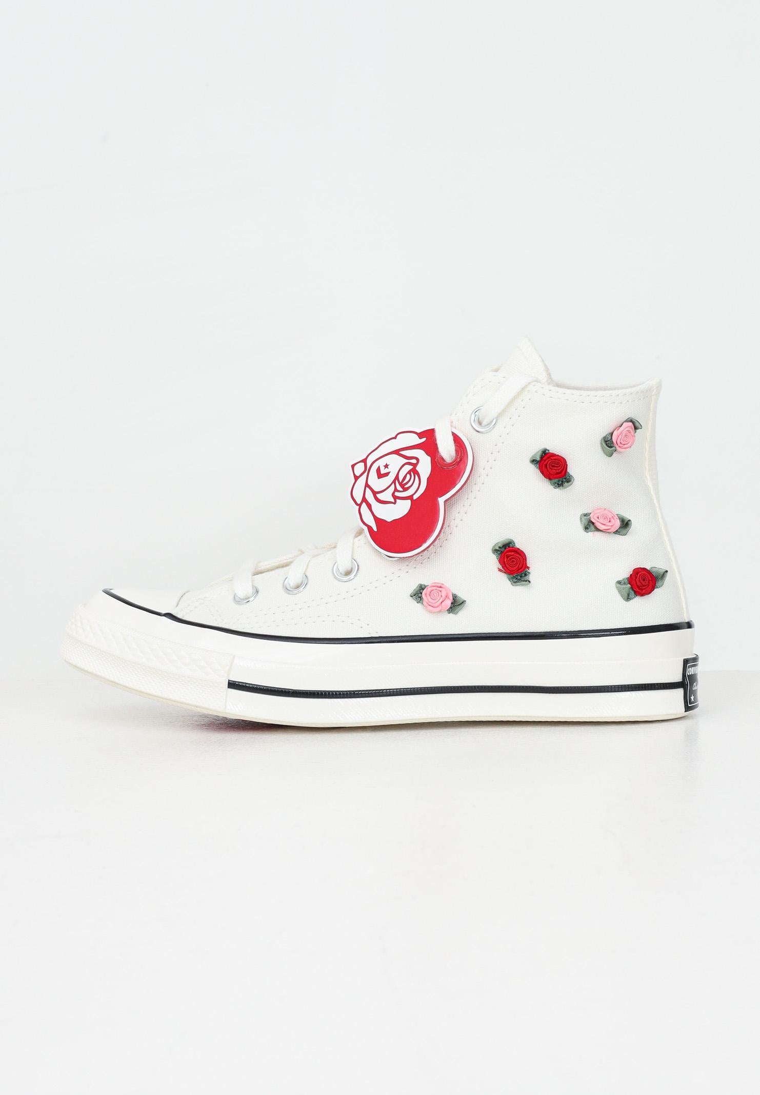 CONVERSE Sneakers CHUCK 70 ROSES bianche da donna A10637C . CONVERSE 