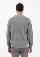 CALVIN KLEIN JEANS Maglioncino girocollo grigio da uomo con patch logo LV04RD313GP7E . CALVIN KLEIN JEANS 