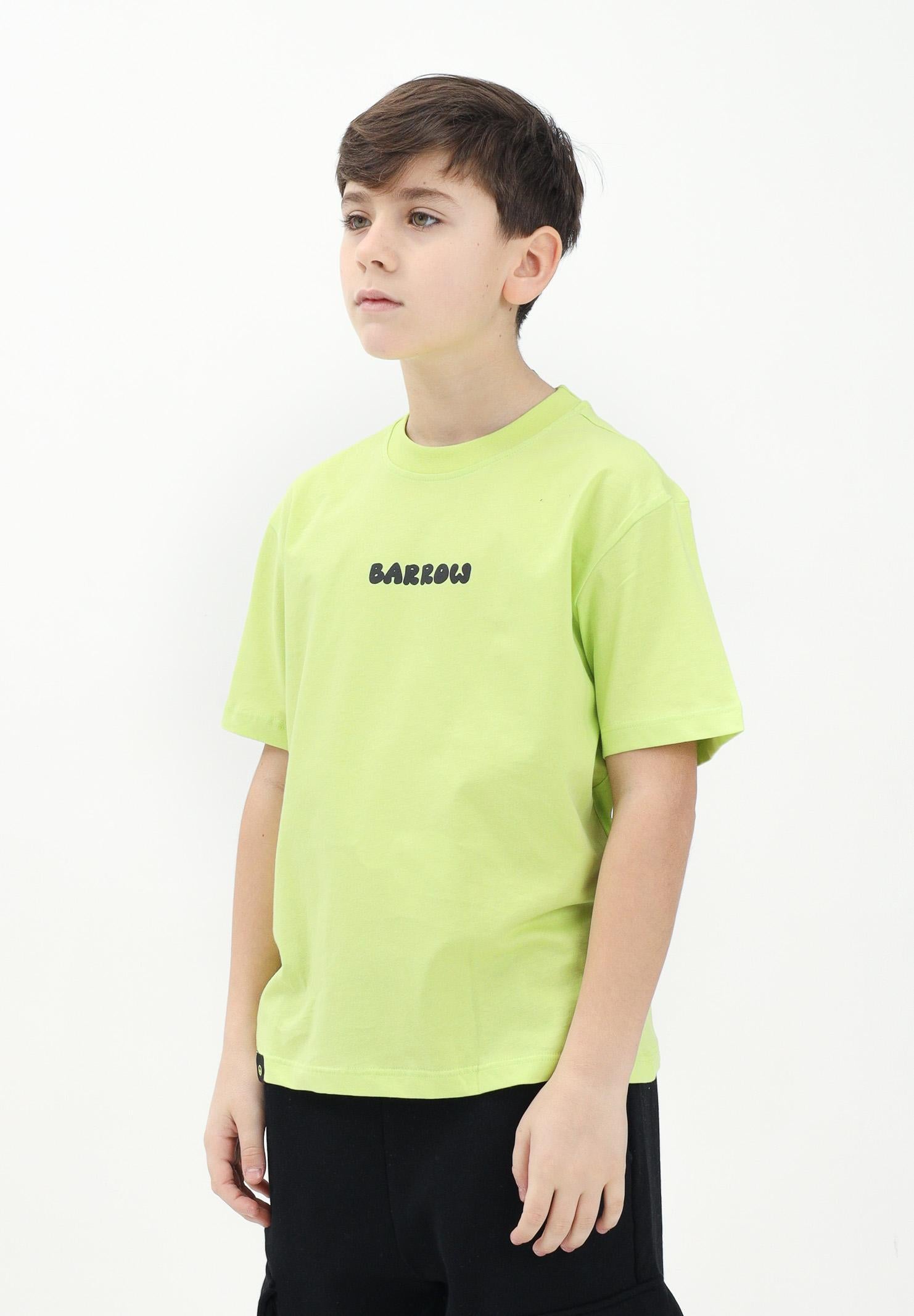 BARROW T-shirt a manica corta verde lime per donna, ragazzi e bambini con stampa teddy sul retro S5BKJUTH029 086 BARROW 