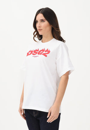 DSQUARED2 T-shirt a manica corta bianca per donna, ragazzi e bambini con logo DSQ2 DQ3168D00XM DQ100 DSQUARED2 