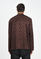 I'M BRIAN Camicia a manica lunga marrone da uomo con motivo a zig-zag CA3425 020 I'M BRIAN 