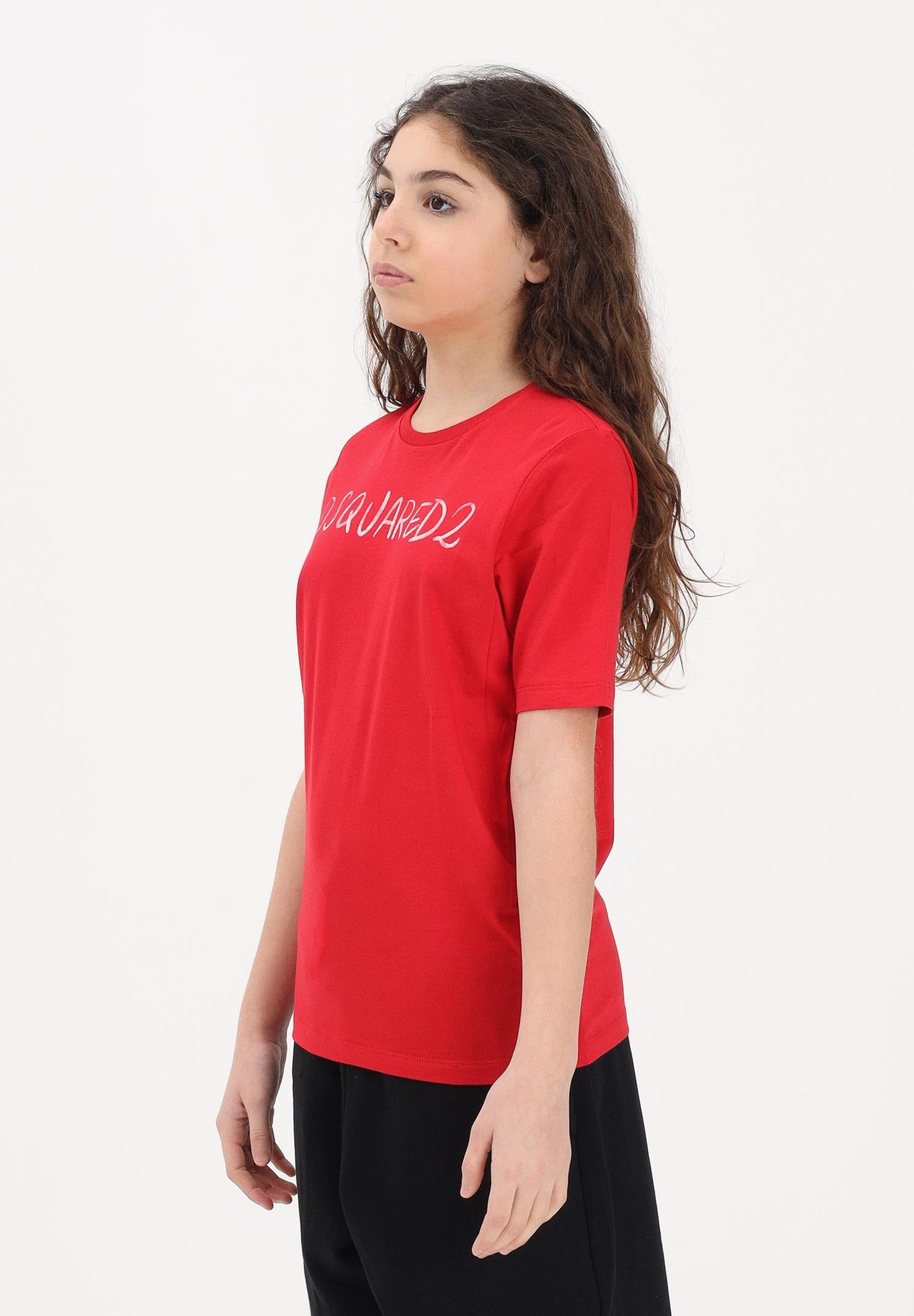 DSQUARED2 T-shirt a manica corta rossa per donna, ragazzi e bambini con logo DQ3158D0AGP DQ401 DSQUARED2 