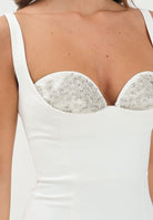 ELISABETTA FRANCHI Abito midi avorio da donna con cristalli AB83557E2 360 ELISABETTA FRANCHI 