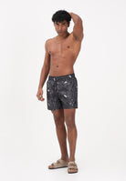 I'M BRIAN Shorts mare nero da uomo con fantasia astratta BC3752 0028 I'M BRIAN 