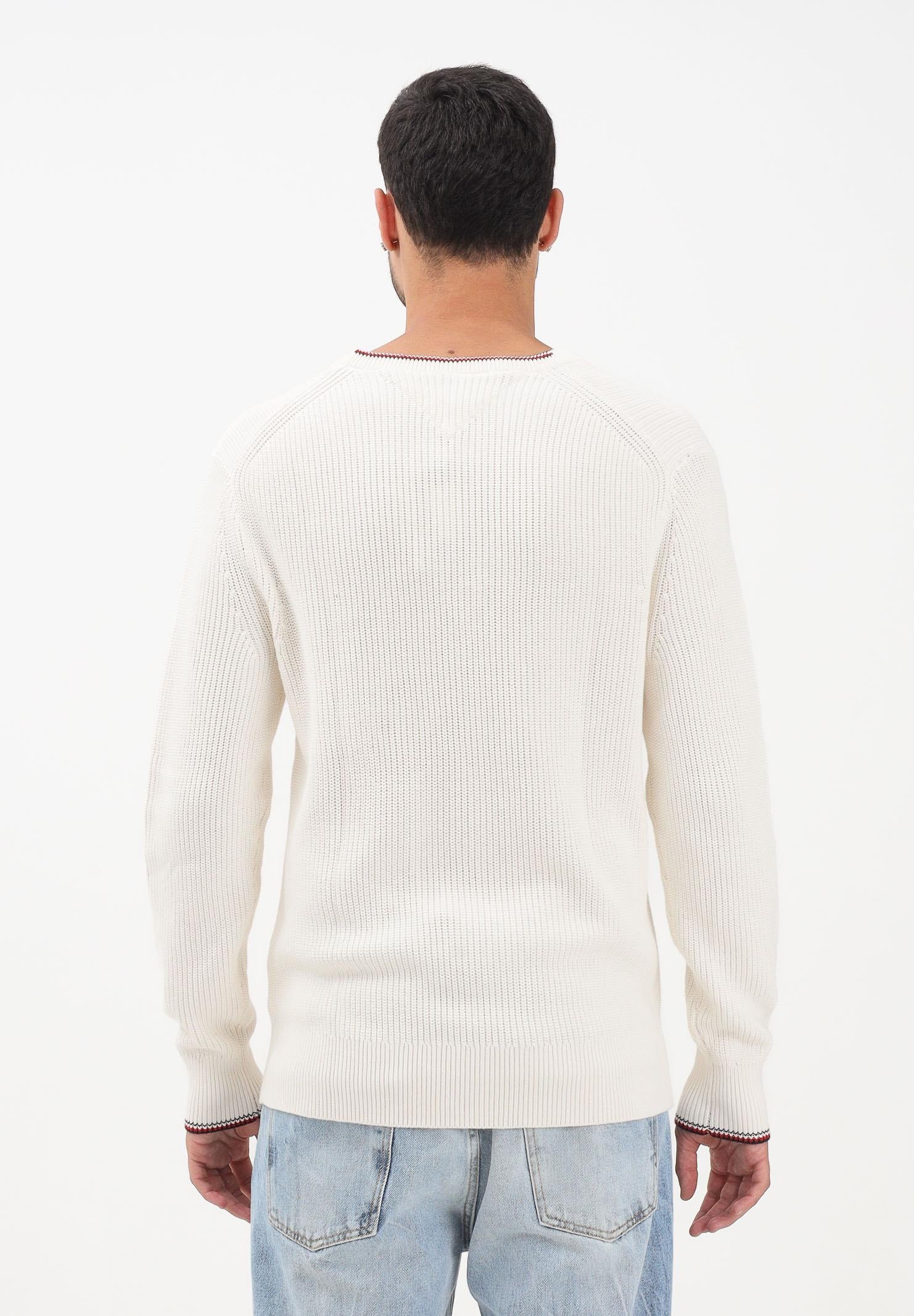 TOMMY HILFIGER Maglioncino girocollo panna da uomo con logo MW0MW41516Z00  TOMMY HILFIGER 