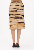 ELISABETTA FRANCHI Gonna midi beige da donna con stampa tigre<BR/> GO18362E2 470 ELISABETTA FRANCHI 