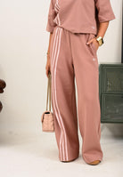 ADIDAS ORIGINALS Pantalone sportivo Wide Off Placed 3 Stripes rosa da donna JW3621  ADIDAS ORIGINALS 