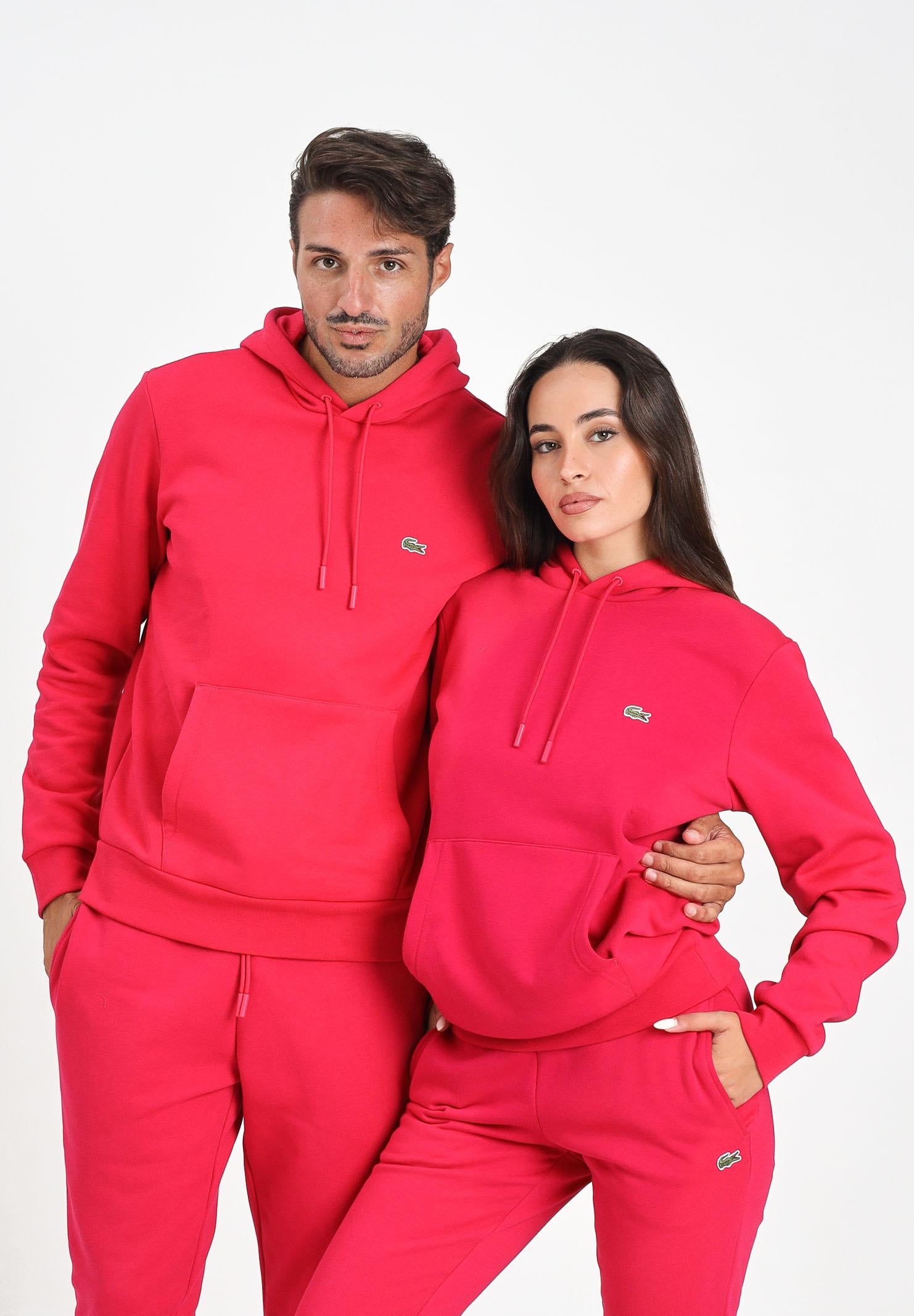 LACOSTE Felpa con cappuccio color fragola per uomo e donna SH9623 U8X LACOSTE 