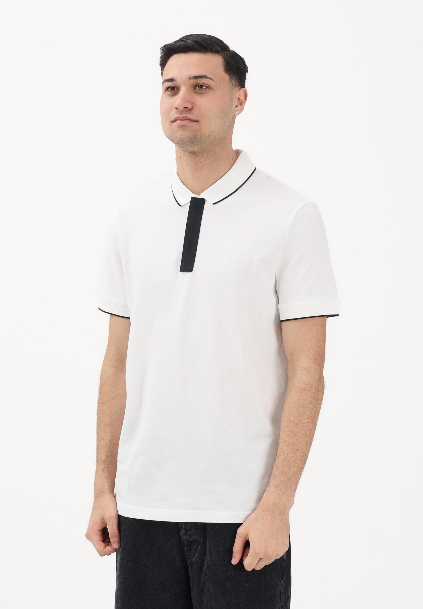 ARMANI EXCHANGE Polo a manica corta bianca da uomo con dettagli in nero XM001285AF10366 U0009 ARMANI EXCHANGE 