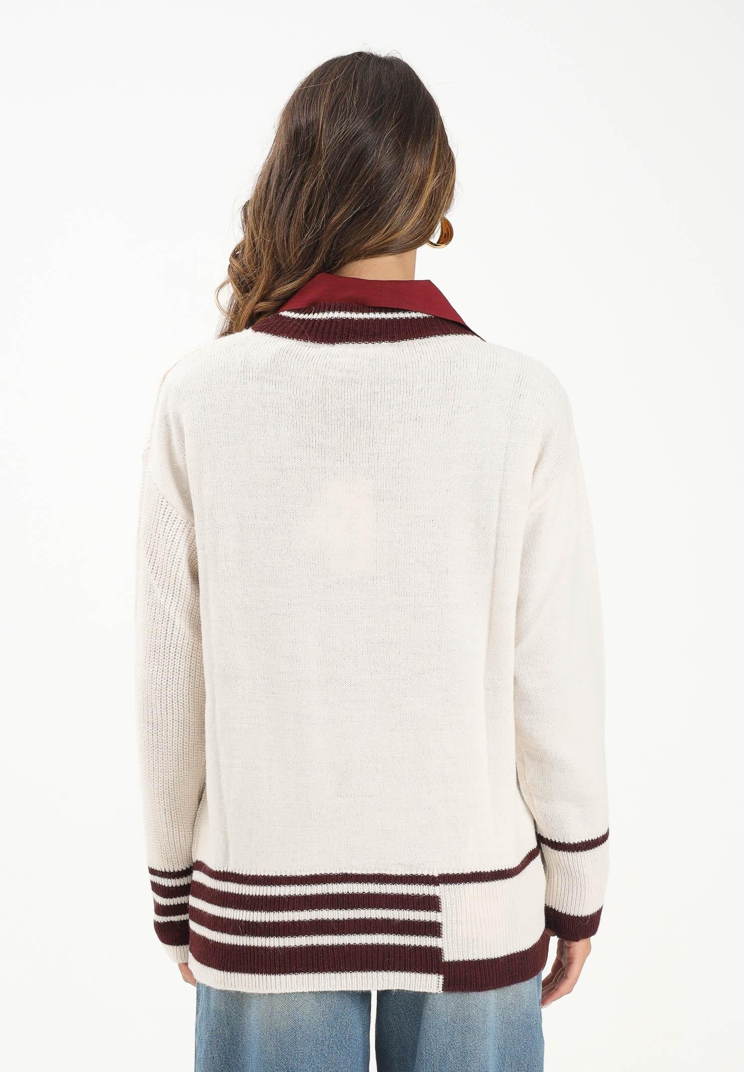 HINNOMINATE Maglioncino scollo a v panna da donna stile college HMABW02081 BI04 HINNOMINATE 