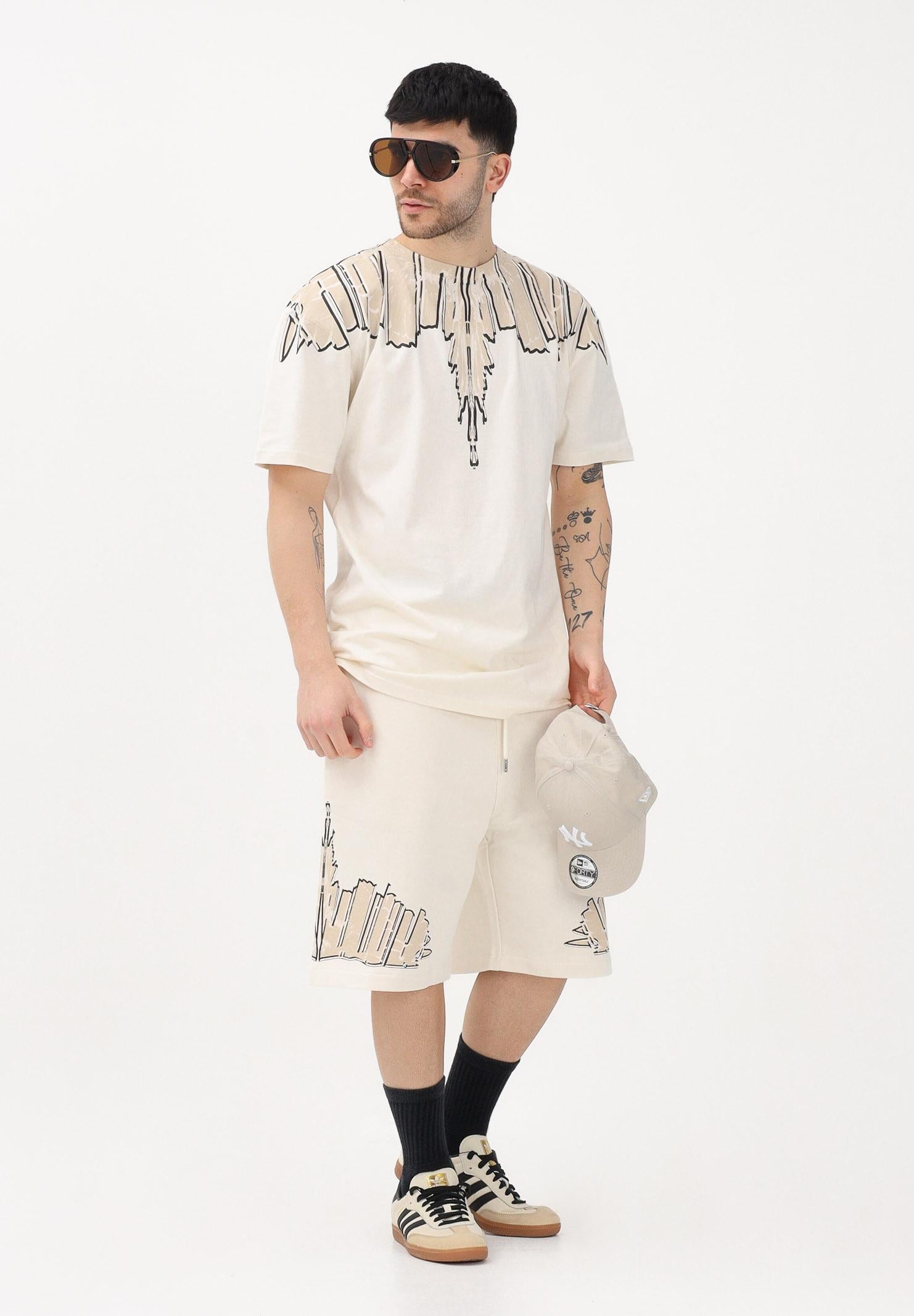 MARCELO BURLON COUNTY OF MILAN T-shirt a manica corta panna da uomo con stampa S6CMMATH021 412 MARCELO BURLON COUNTY OF MILAN 