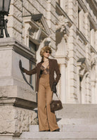 SANTAS Pantalone elegante POUVOIR color miele da donna con micro gessatura PV2626 MI SANTAS 