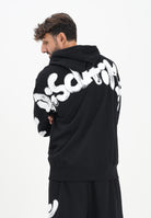 DISCLAIMER Felpa con cappuccio nera da uomo con maxi stampa logo 25IDS55100 NEBI DISCLAIMER 
