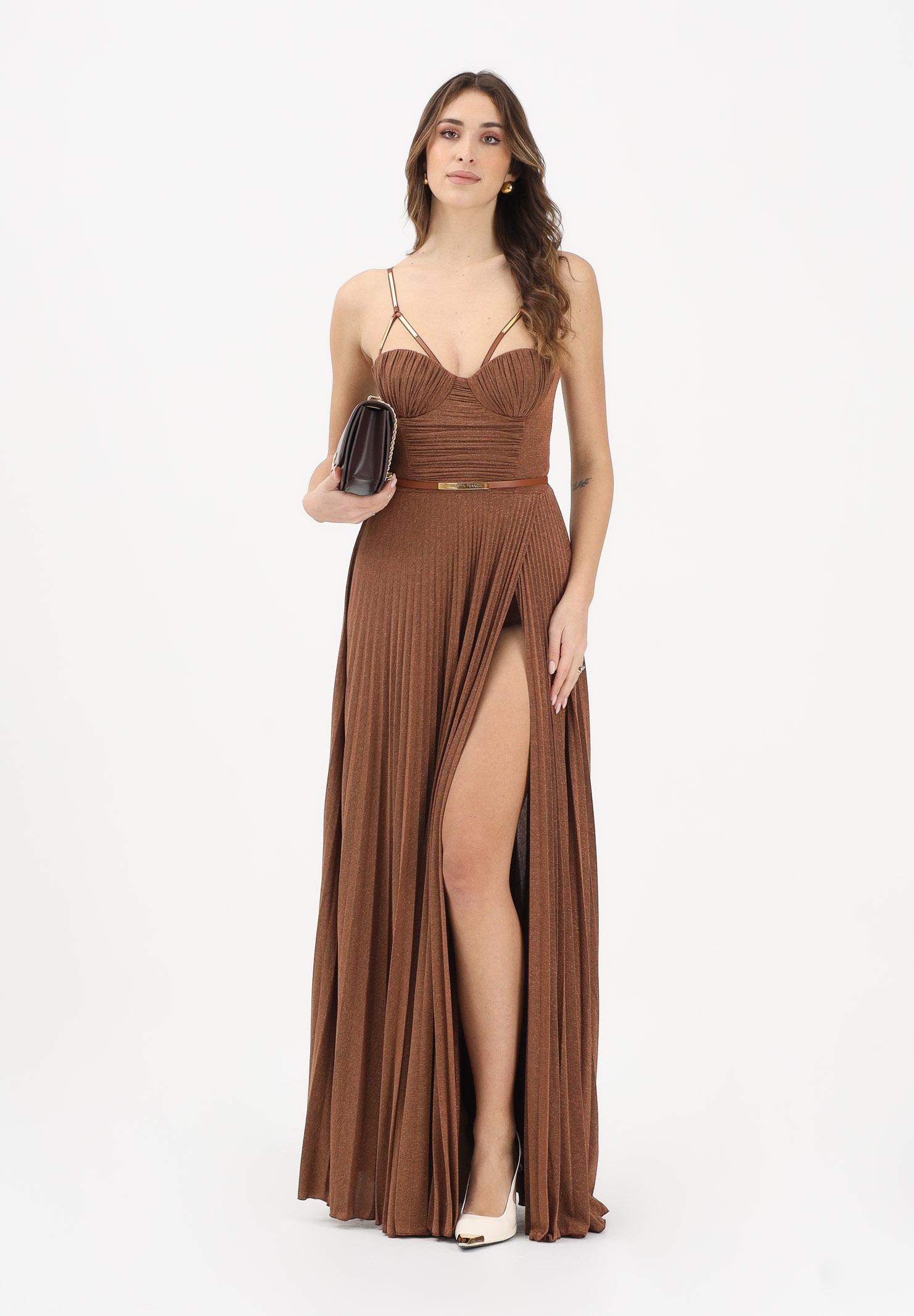 ELISABETTA FRANCHI Abito lungo cuoio da donna in jersey lamé ABR1661E2 600 ELISABETTA FRANCHI 