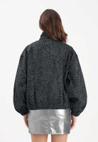 ADIDAS ORIGINALS Giubbotto di jeans FIREBIRD OVERSIZED AOP in denim nero da donna KD8809 . ADIDAS ORIGINALS 